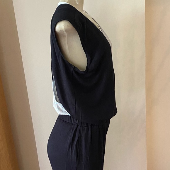 NWT Terez Color Block, Sleeveless Waffle Jumpsuit In Black Size Medium. - Picture 6 of 6